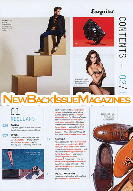 UK Esquire 2/12,Irina Shayk,Steve McQueen,Michael Fassbender